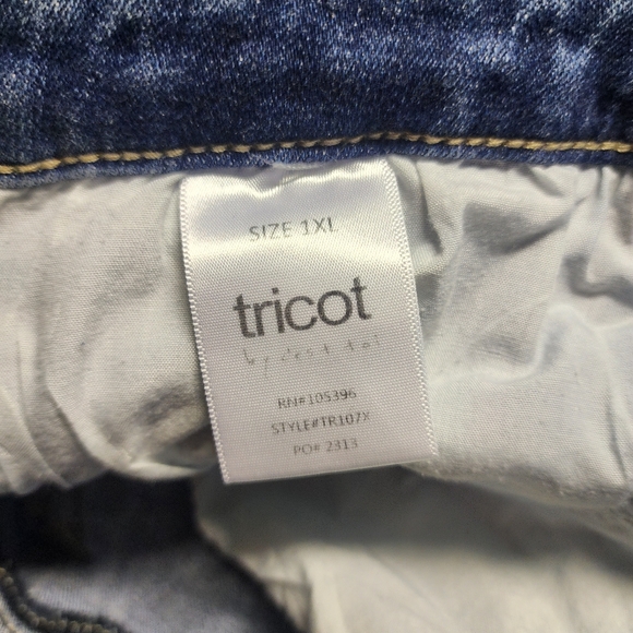 TRICOT sz 1X JEANS destroyed stretch fray - Picture 7 of 9